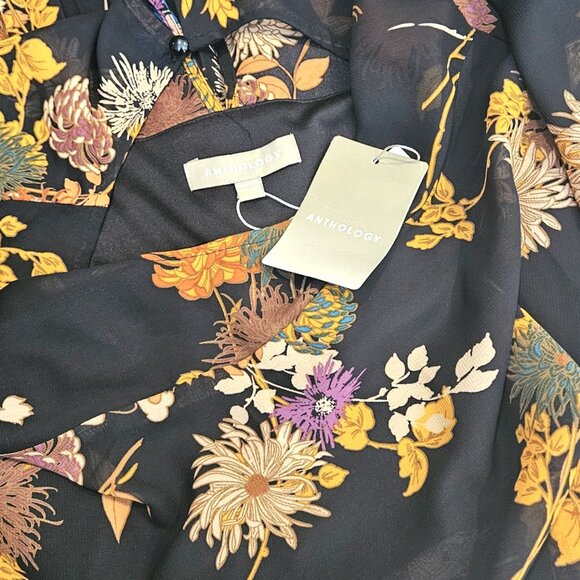 NWT! Anthology - black dress with floral print & pleated skirt - Picture 11 of 11
